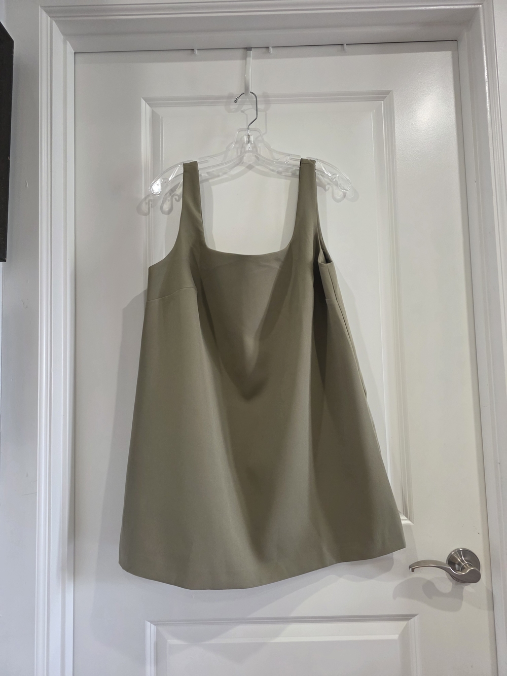 H&M Olive Green Sleeveless Square Neck Mini Dress